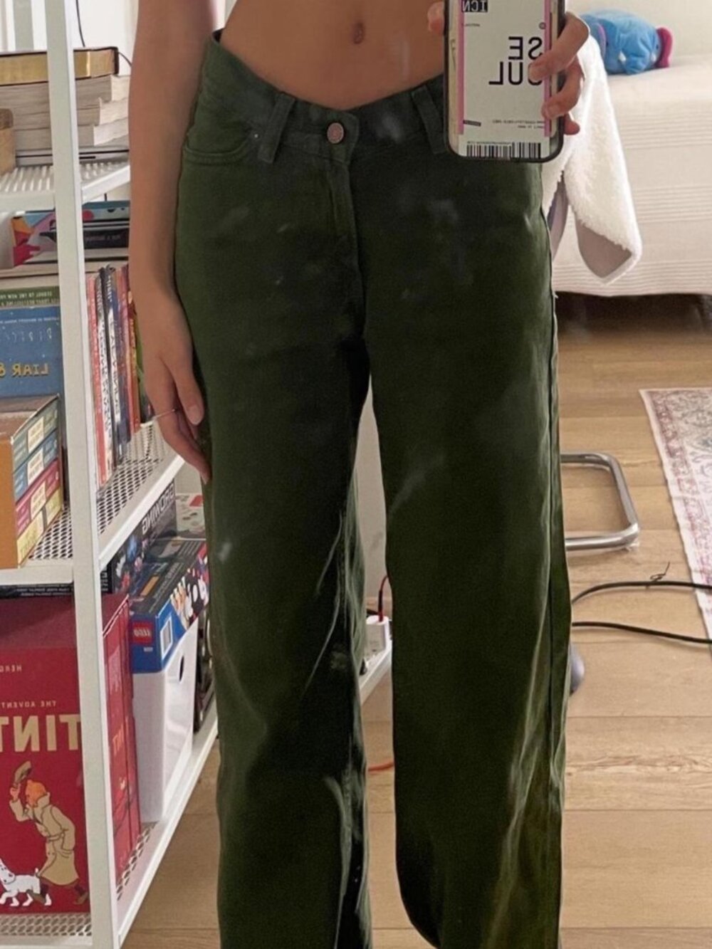 Urban Outfitters BDG Dipped V Wide Leg Green Baggy Pants